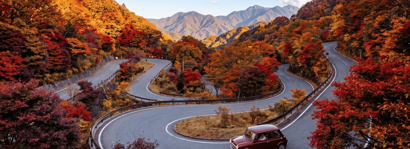ミニと紅葉と日光いろは坂
